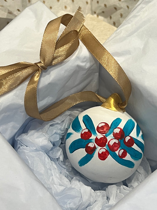 Hand-painted Holly Bauble