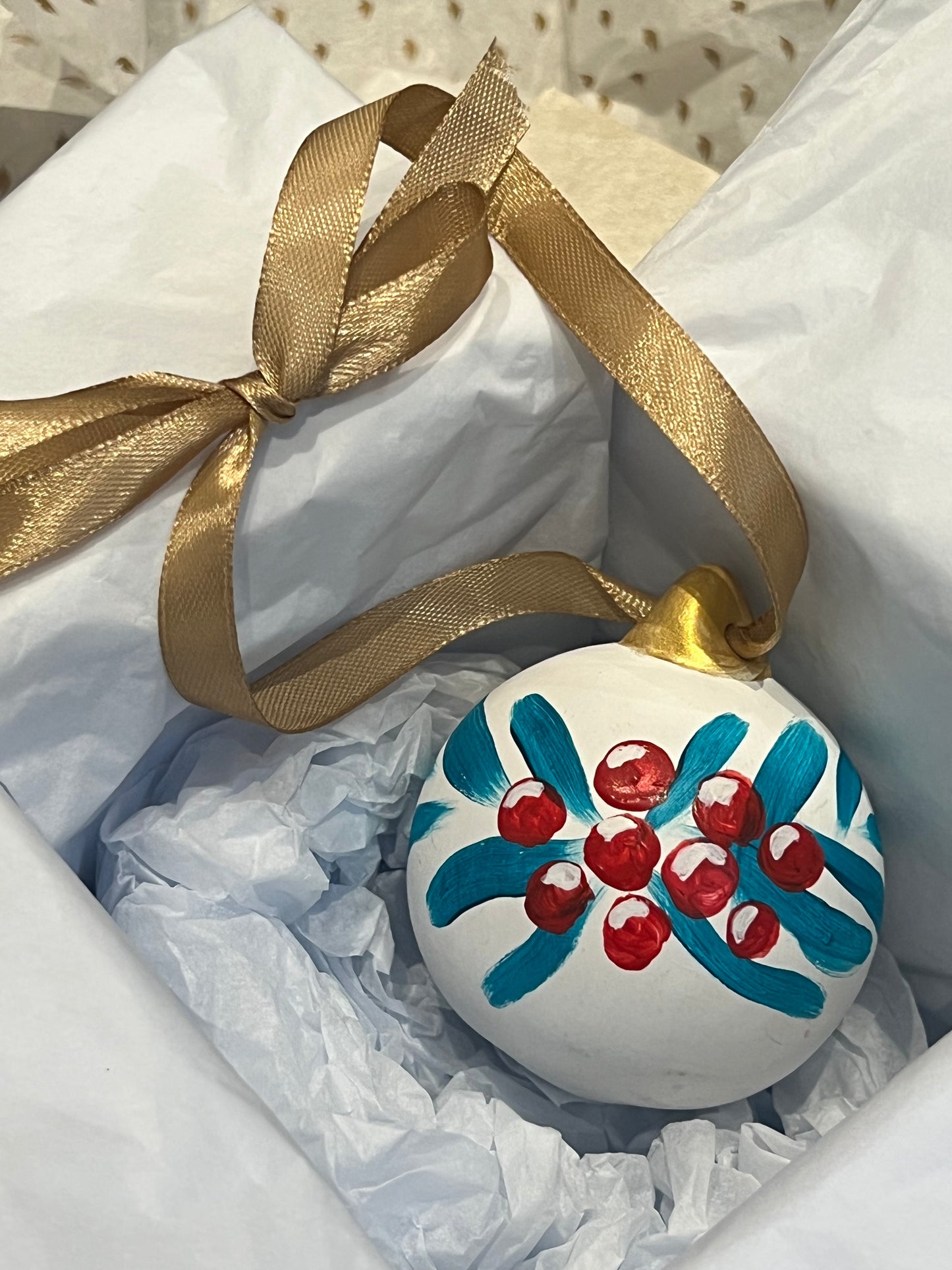 Hand-painted Holly Bauble