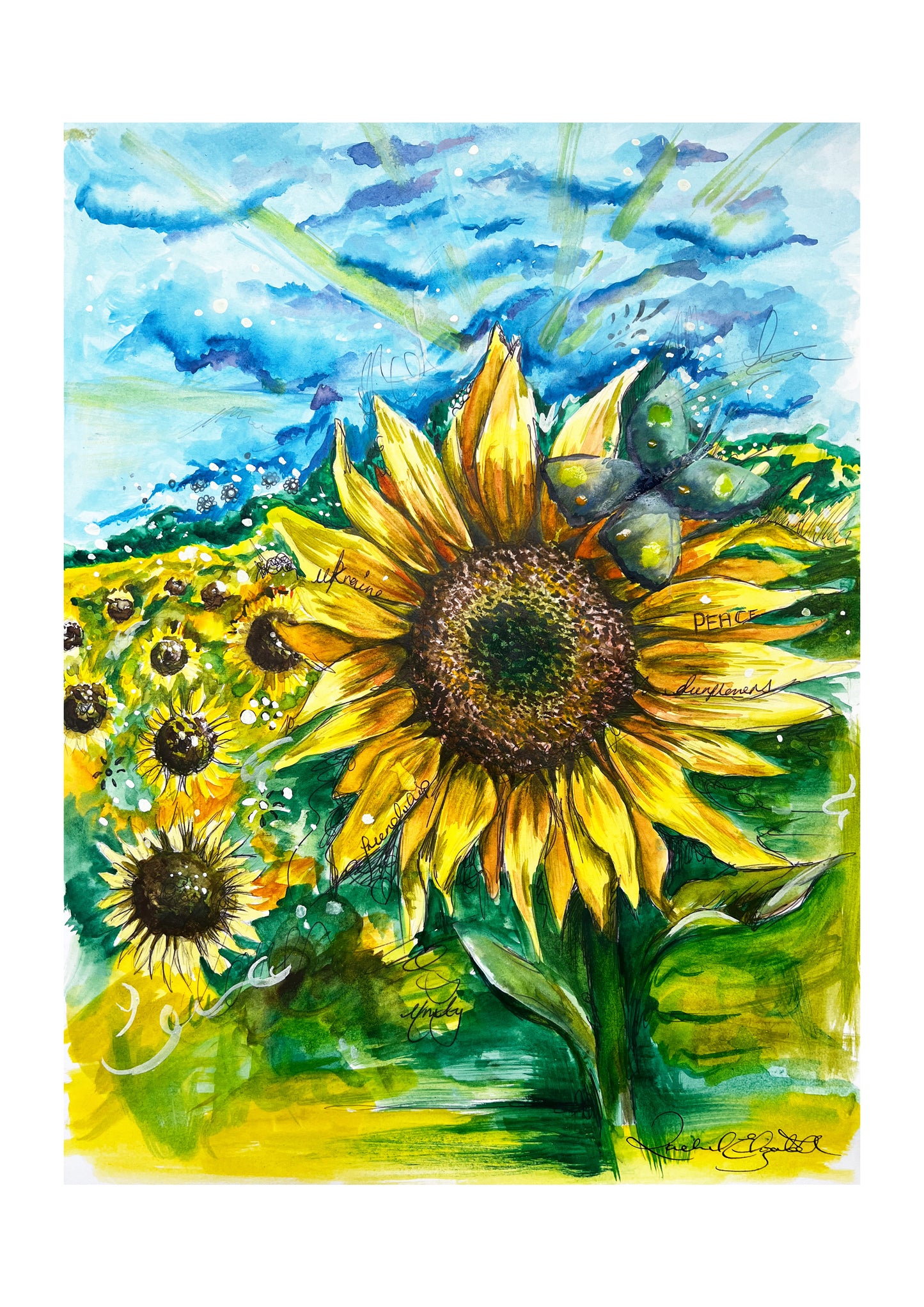 Sunflowers for Ukraine Charity Print